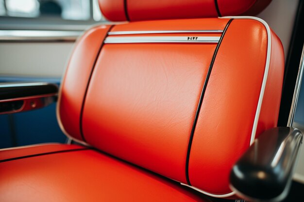 Photo a close up of a chair with a red seat and black base