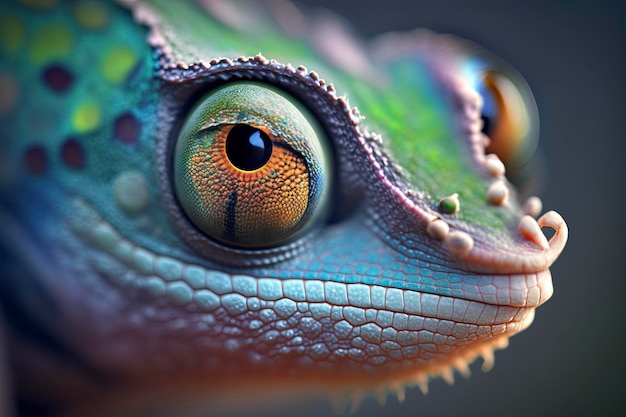 A close up of a chameleon's eye