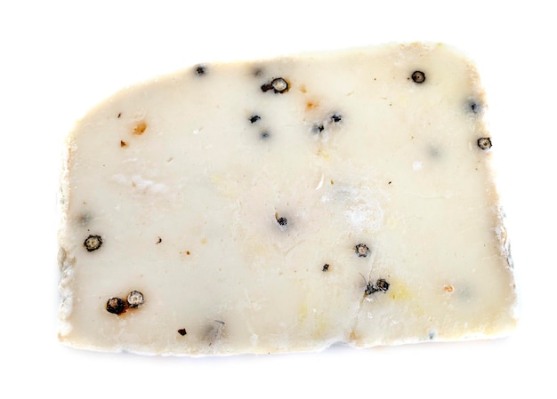 close-up of cheese against white background