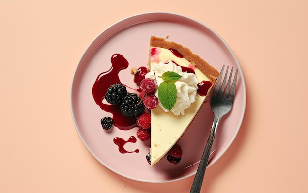 A close up cheesecake on a pastel background sweet dessert bakery food ai generated