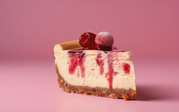 A close up cheesecake on a pastel background sweet dessert bakery food ai generated