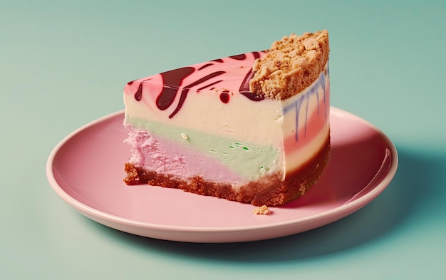 A close up cheesecake on a pastel background sweet dessert bakery food ai generated