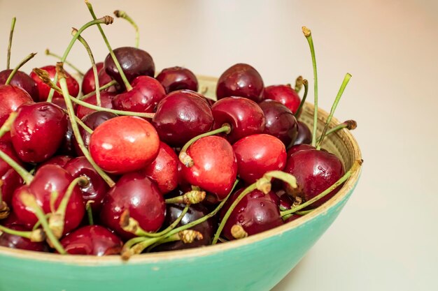 Close-up of cherries in bowl