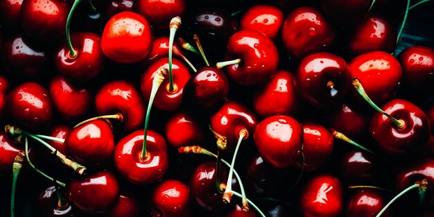 A close up of cherries in a box