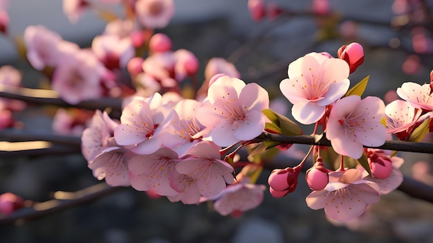 チェリー の 花 の 芽 を 近く に 見る