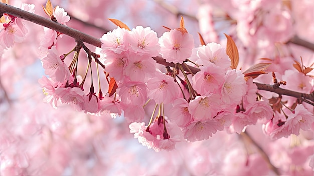 桜の木の枝を閉じる