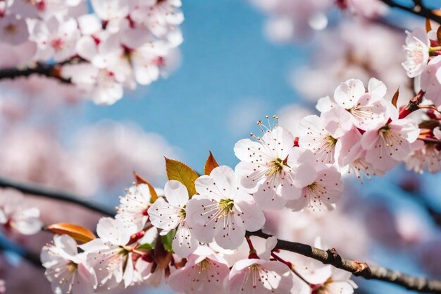 Photo a close up of a cherry blossom tree with the sky in the background