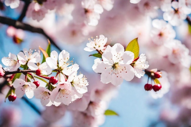 a close up of a cherry blossom tree with the word cherry on it