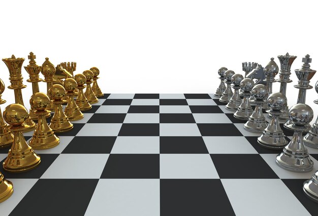 Photo close-up of chess board against white background