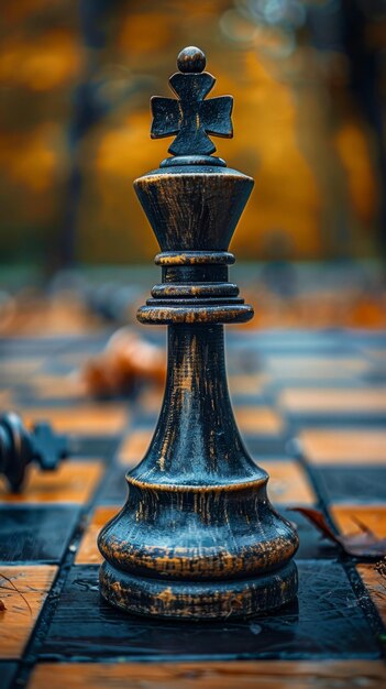 Photo a close up of a chess board with the top down showing the top half of the picture