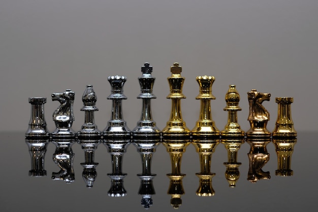 Photo close-up of chess pieces on table