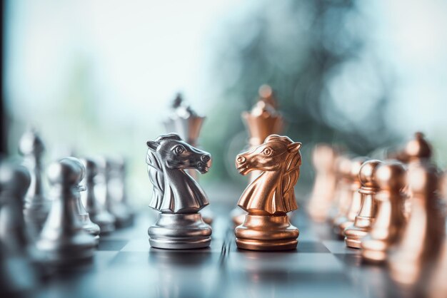 Photo close-up of chess pieces on table