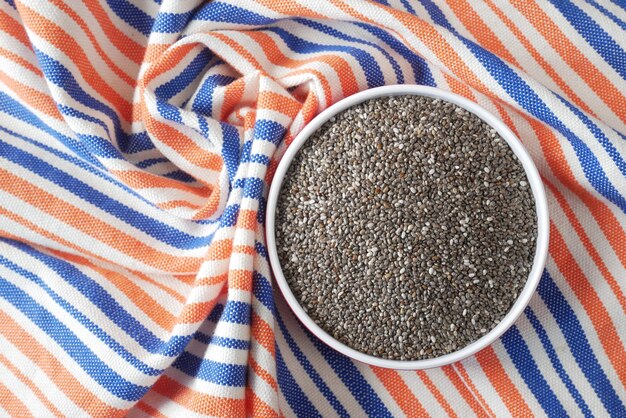 Close up of chia seed in a container