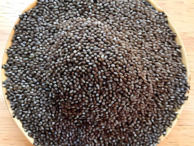 Close up of chia seeds on bowl