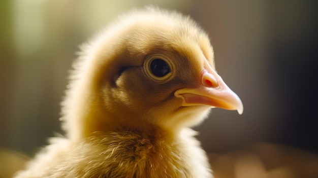 Close up of chick with blurry background and blurry background Generative AI