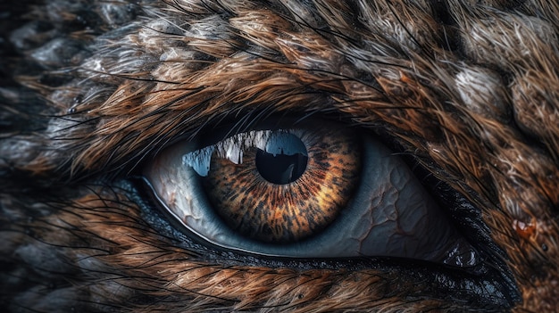 A close up of a chicken eye