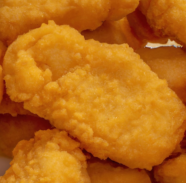 Close up of chicken nuggets created using generative ai technology