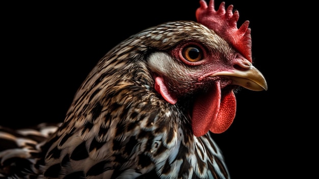 A close up of a chicken's head