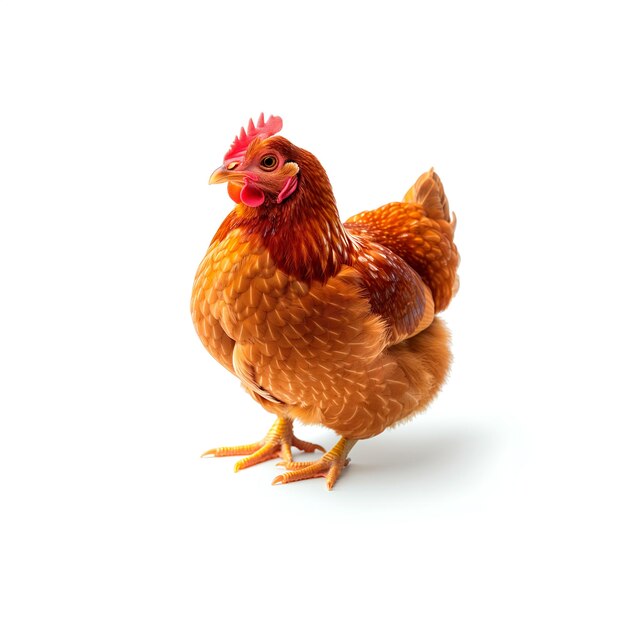 Close Up of a Chicken on White Background Generative AI