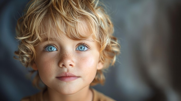 Близкий взгляд на ребенка с голубыми глазами
