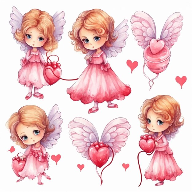 a close up of a child with different poses of a fairy generative ai