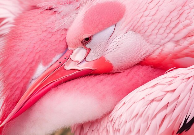 Photo close up of chilean flamingos feather close up of pink flamingo close up of pink feathers close