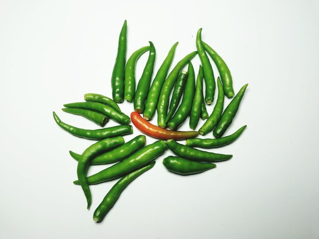 Close-up of chili pepper against white background