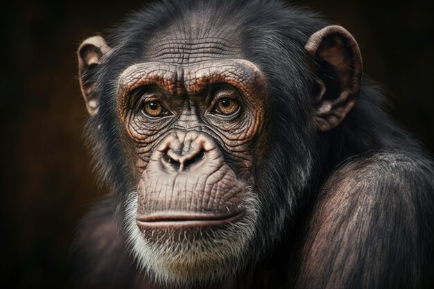 A close up chimpanzee portrait Pan troglodytes