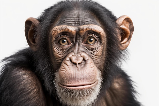 Close up of Chimpanzee with white background very high quality Generative AI AIG16