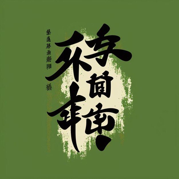 A close up of a chinese calligraphy with a green background generative ai