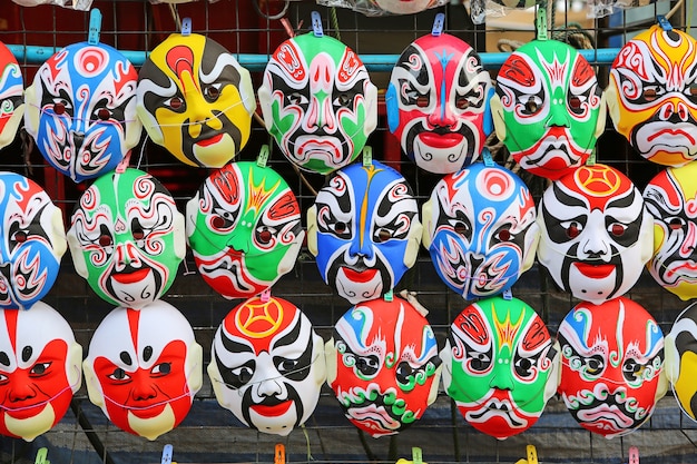 Photo close up chinese mask decorations in chinese new year celebrations