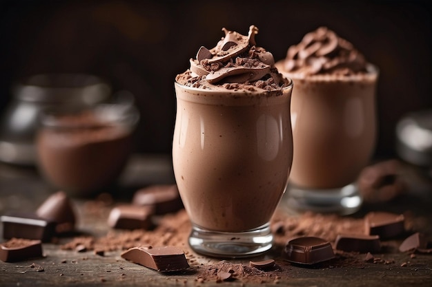 Close-up chocolade milkshake