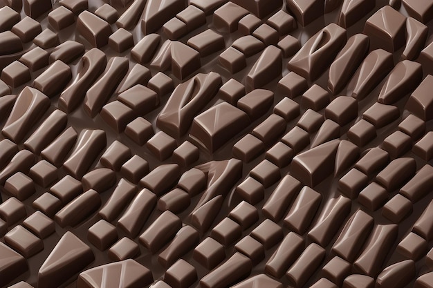 사각형이 많은 초콜릿 배경의 클로즈업 초콜릿 날