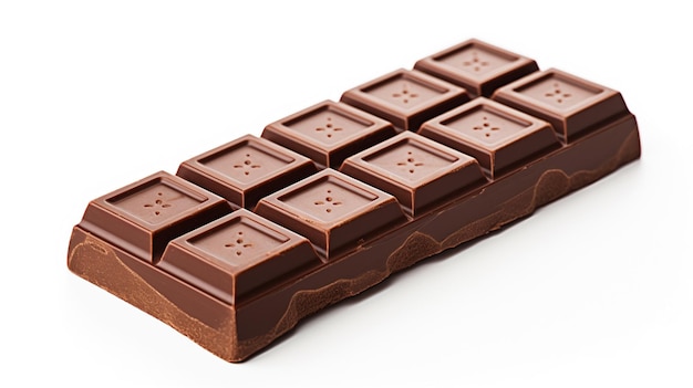 Photo close up a chocolate bar isolated on white background ai generative