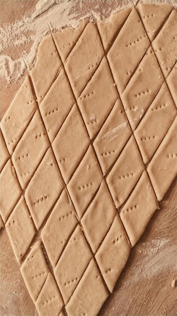 A close up of a chocolate biscuit with a pattern of lines on it