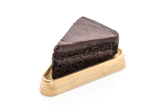 Close-up of chocolate cake against white background