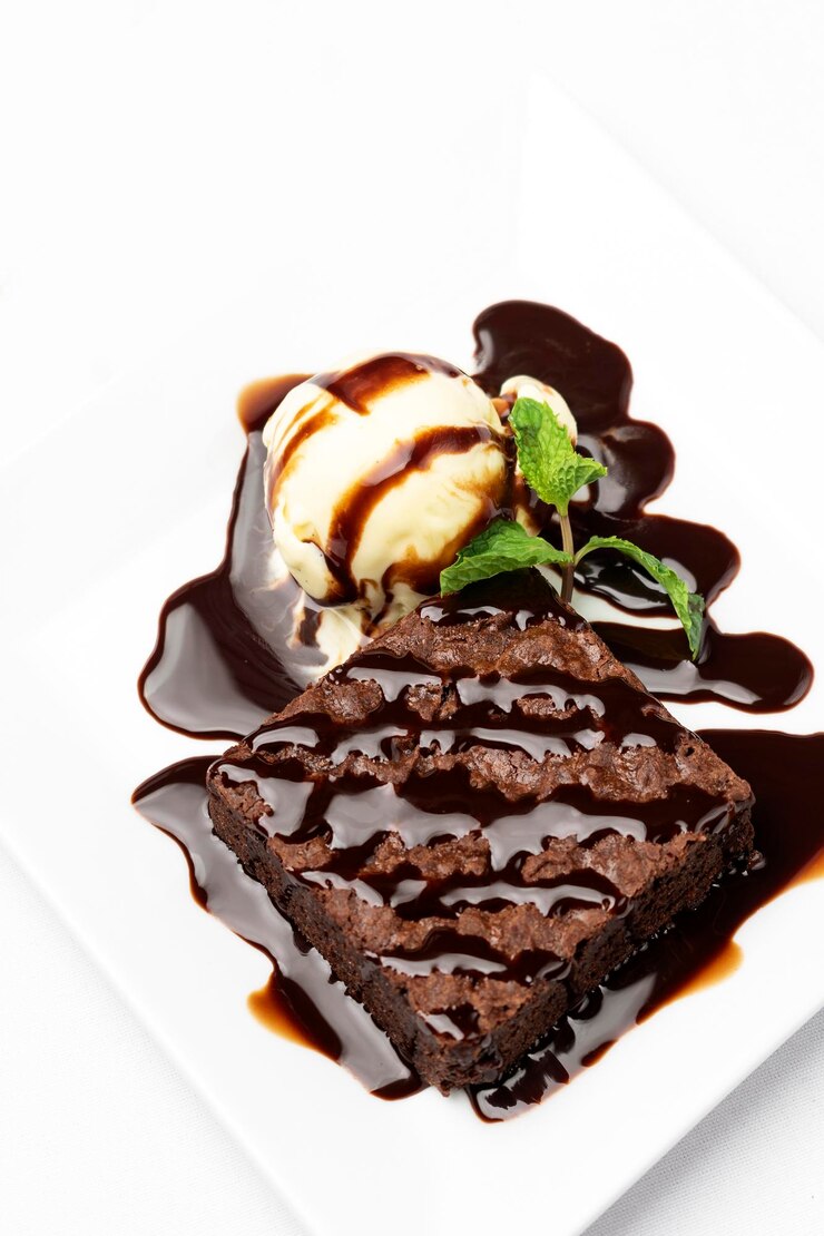 Close-up of chocolate cake in plate