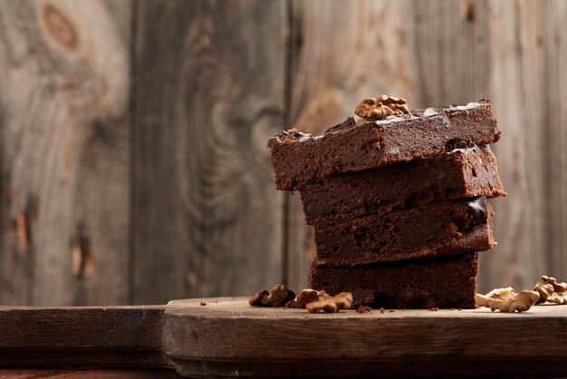 Close-up of chocolate cake on wooden table