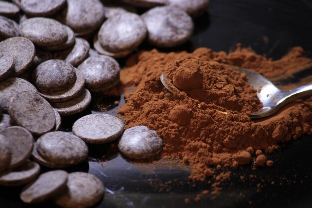 Foto close-up di una torta di cioccolato