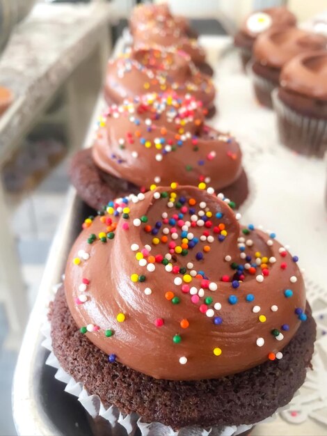 Foto close-up di una torta di cioccolato