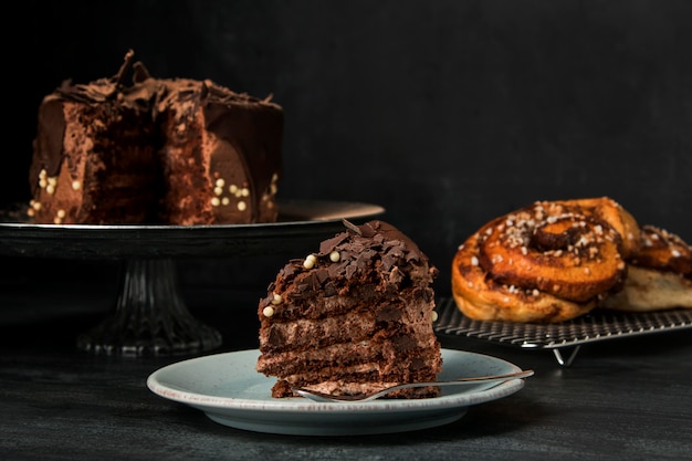 Foto close-up torta al cioccolato