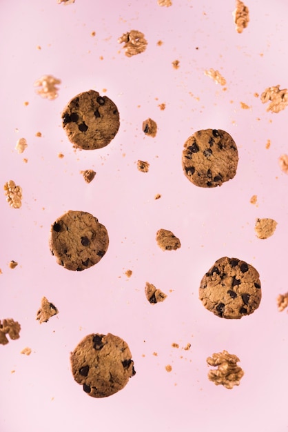 Close-up chocolate cookies with nuts