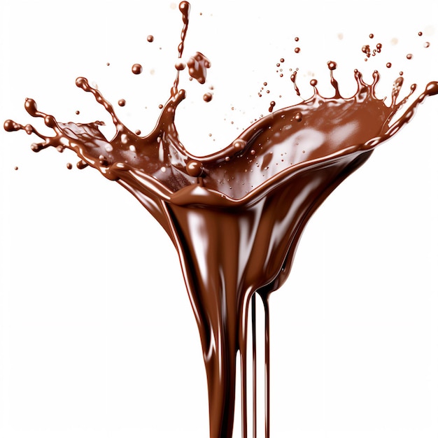 A close up of a chocolate liquid with a splash of chocolate.