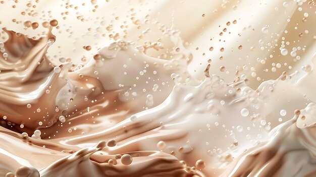 close up of chocolate milk splash on white background