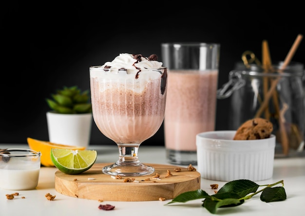 Photo close-up chocolate milkshake