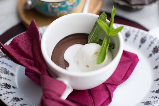 Close-up of chocolate mug cake