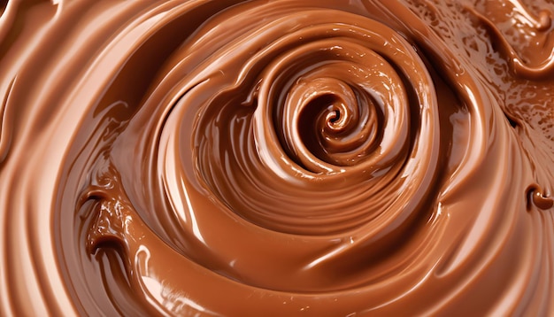 A 초콜릿 소용돌이의 클로즈업 초콜릿 소용돌이 배경 초콜릿 배경