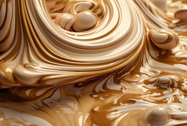 A close up of a chocolate swirl with the words chocolate on it