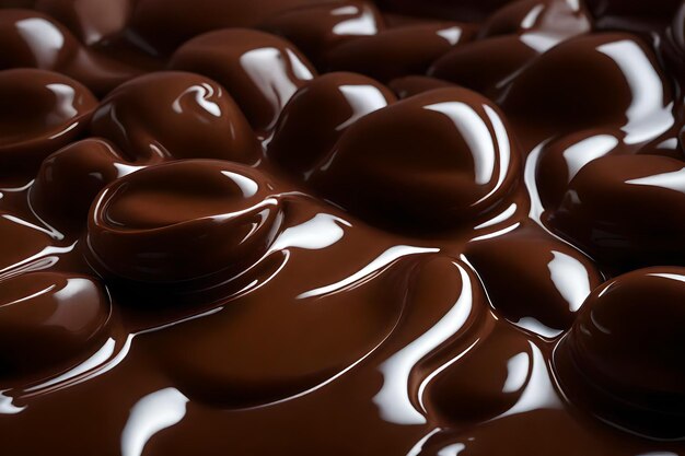 Close up of chocolate syrup pouring on a grey background with copy space