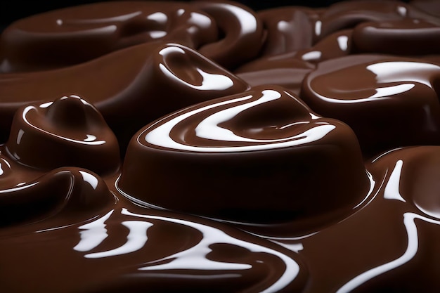 Close up of chocolate syrup pouring on a grey background with copy space